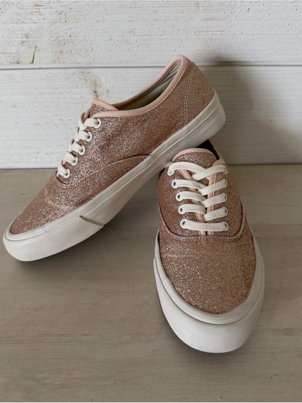 SeaVees J.Crew Sparkle Glitter Legend Sneakers Women’s Size 7.5 Rose Gold - Picture 2 of 11